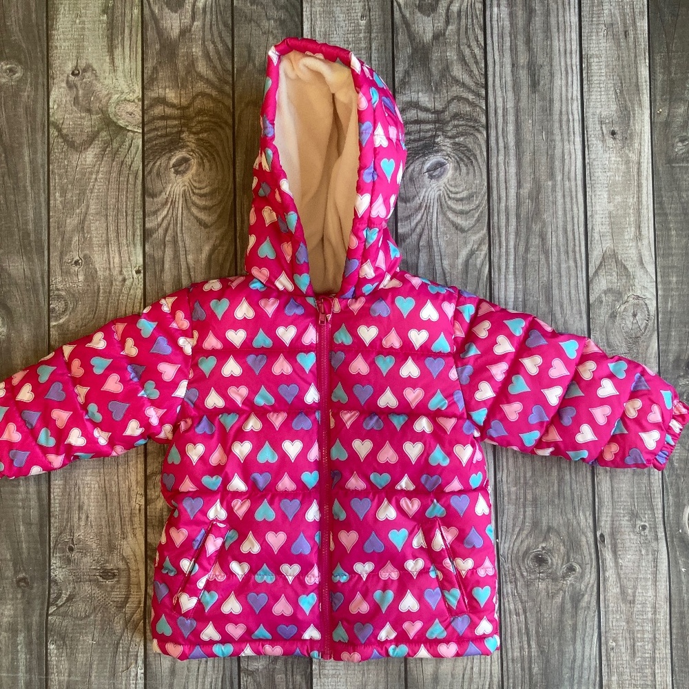 Faded Glory Winter Coat 18m Pink with hearts